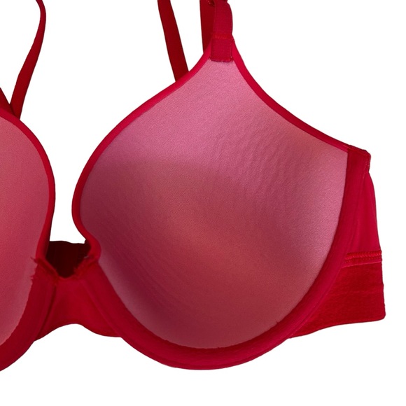 Victoria’s Secret PINK Wear Everywhere T-shirt Lightly Lined Bra SZ 34C in Red - Picture 2 of 4
